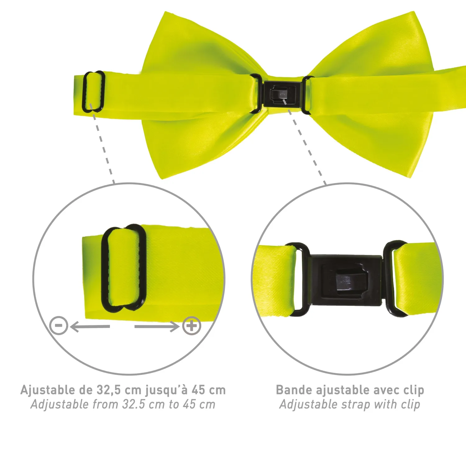P'tit Clown 11896 papillon tessuto giallo fluo