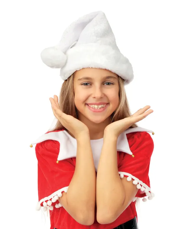 P'tit Clown berretto Natale bambino bianco argento taglia unica