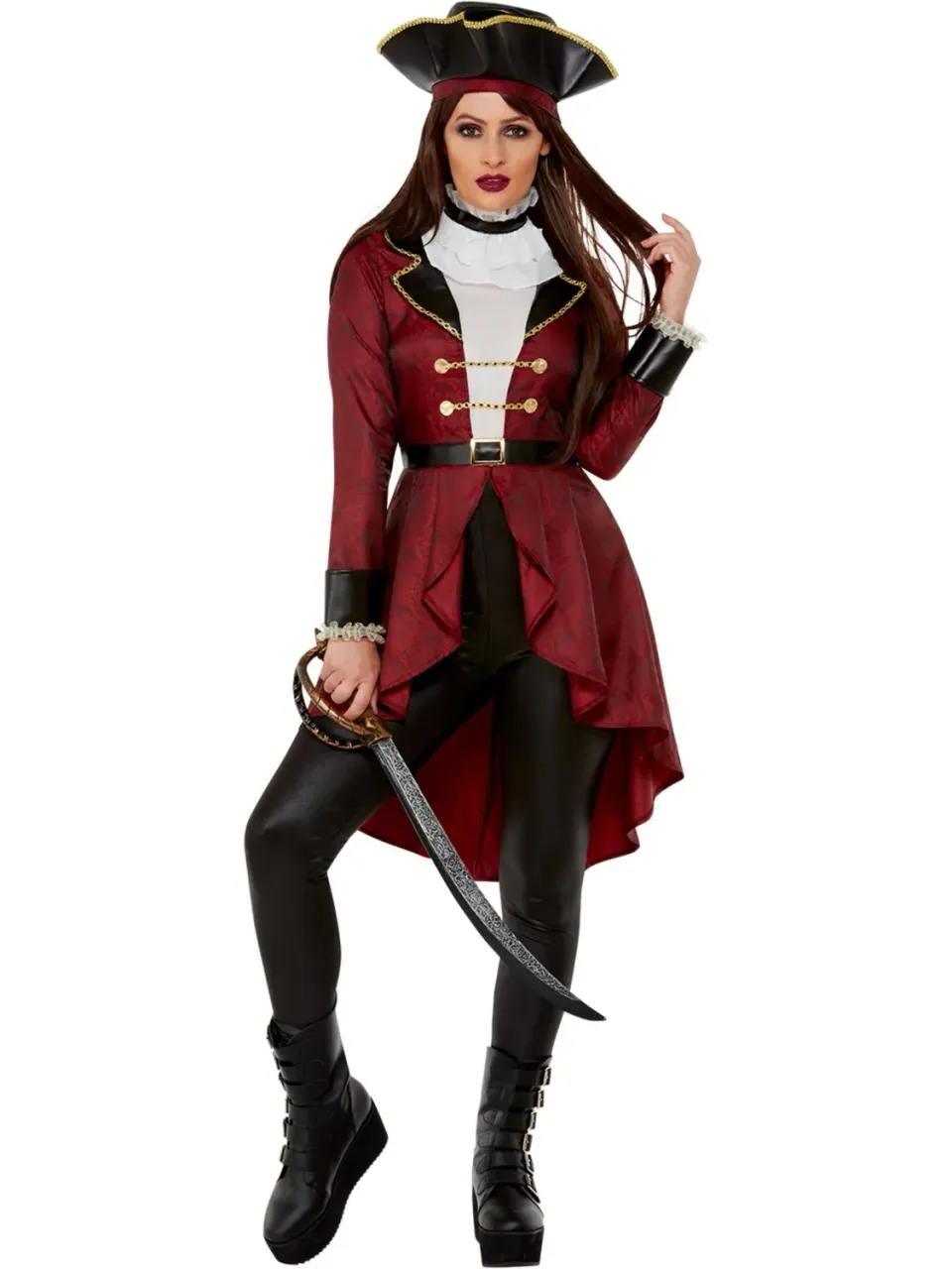 Smiffys Deluxe Swashbuckler costume pirata S donna bordeaux