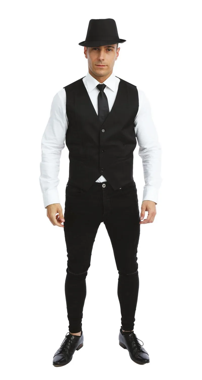 P'tit Clown Gilet Nero Senza Maniche Tessuto Taglia L-XL