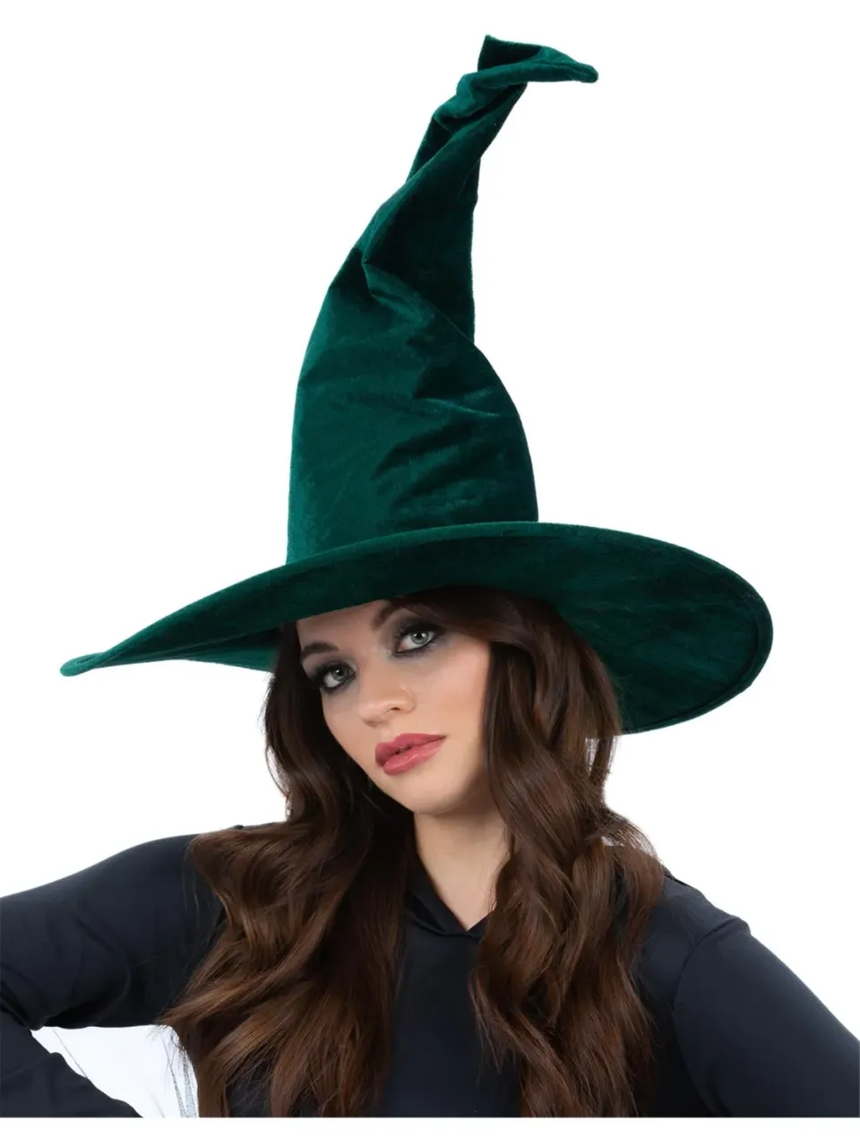 Smiffys Emerald Green Velour cappello strega verde velluto