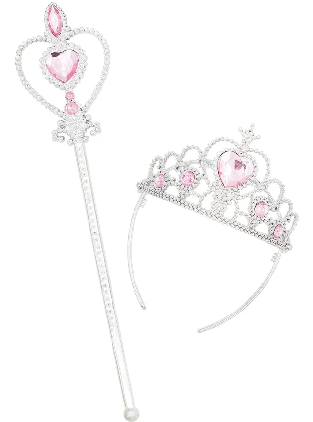 Funidelia Corona e Bacchetta Principessa Accessorio Rosa Bambina