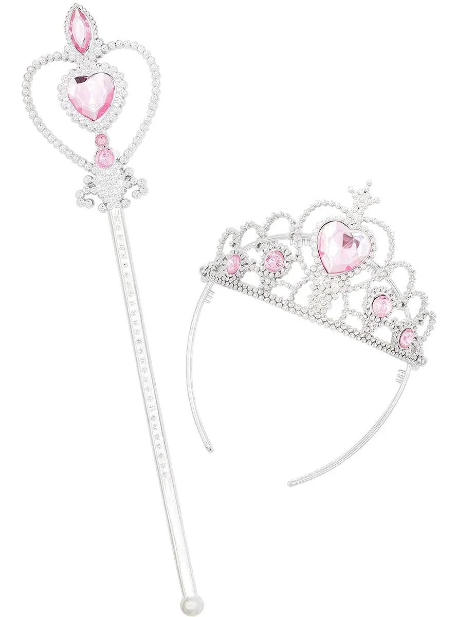 Funidelia Corona e Bacchetta Principessa Accessorio Rosa Bambina