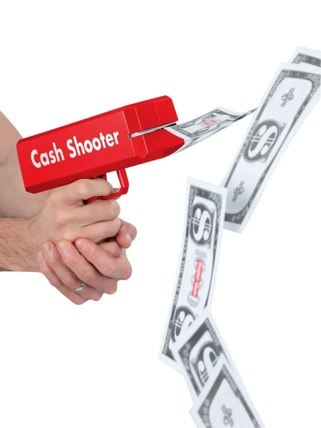 Smiffys Money Gun pistola spara soldi con 100 banconote finte