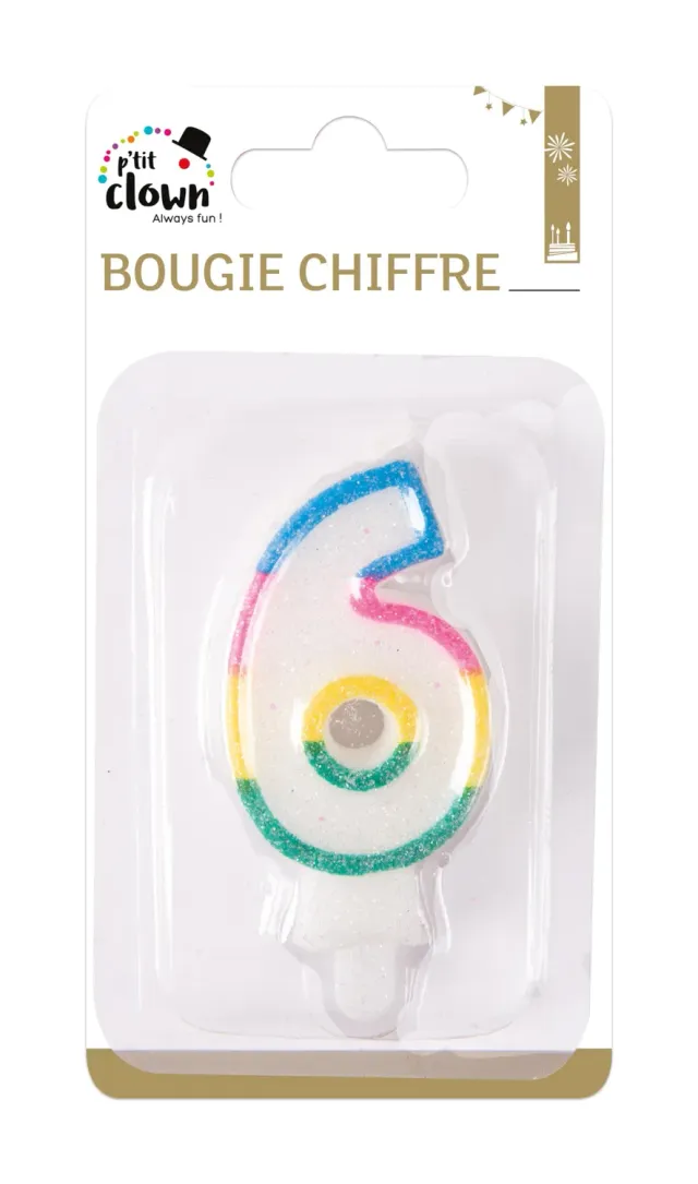 P'tit Clown Fantasia Candele Torta 6 Pezzi Festa