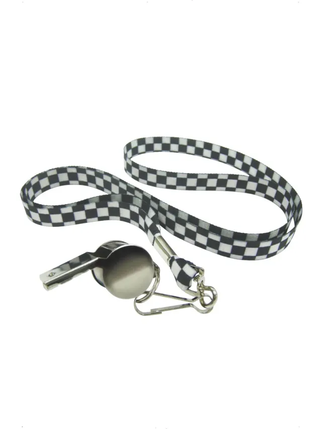 Smiffys fischietto metallo argento con laccio scacchi unisex