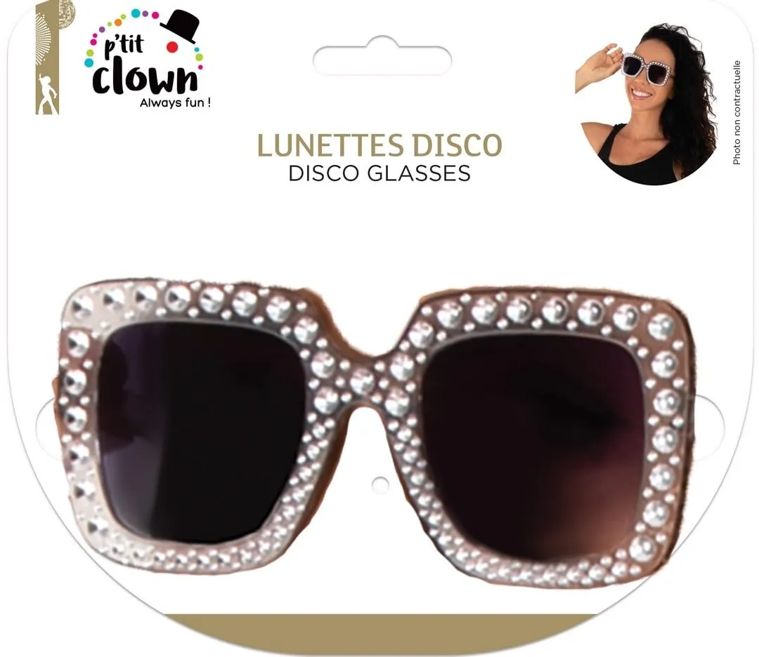 P'tit Clown Disco occhiali da festa argento strass anni 70