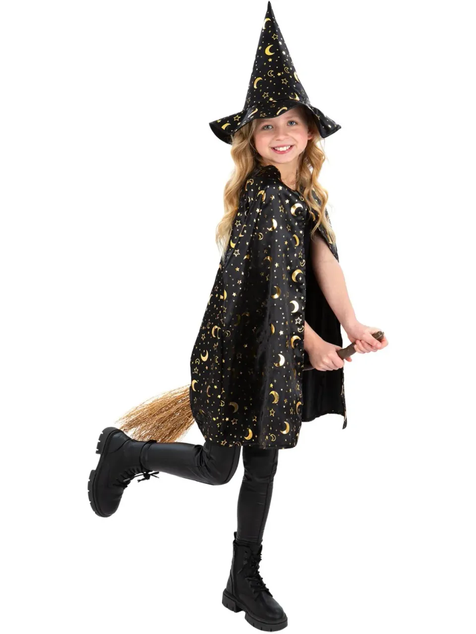 Smiffys Wizard Kit costume mago bambino nero oro
