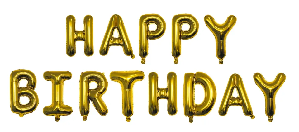 P'tit Clown Happy Birthday palloncino alluminio oro