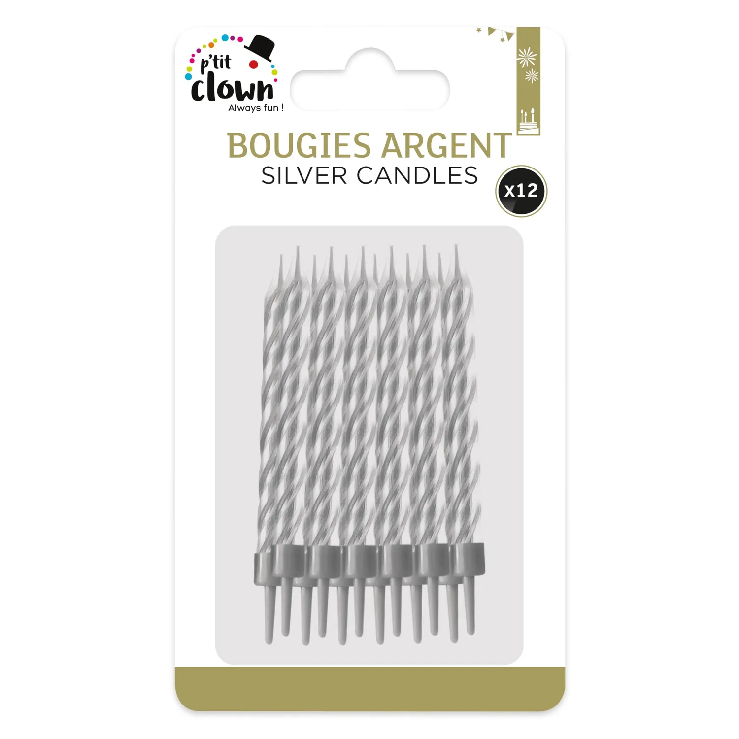 P'tit Clown argento spirale candela torta 10 pz