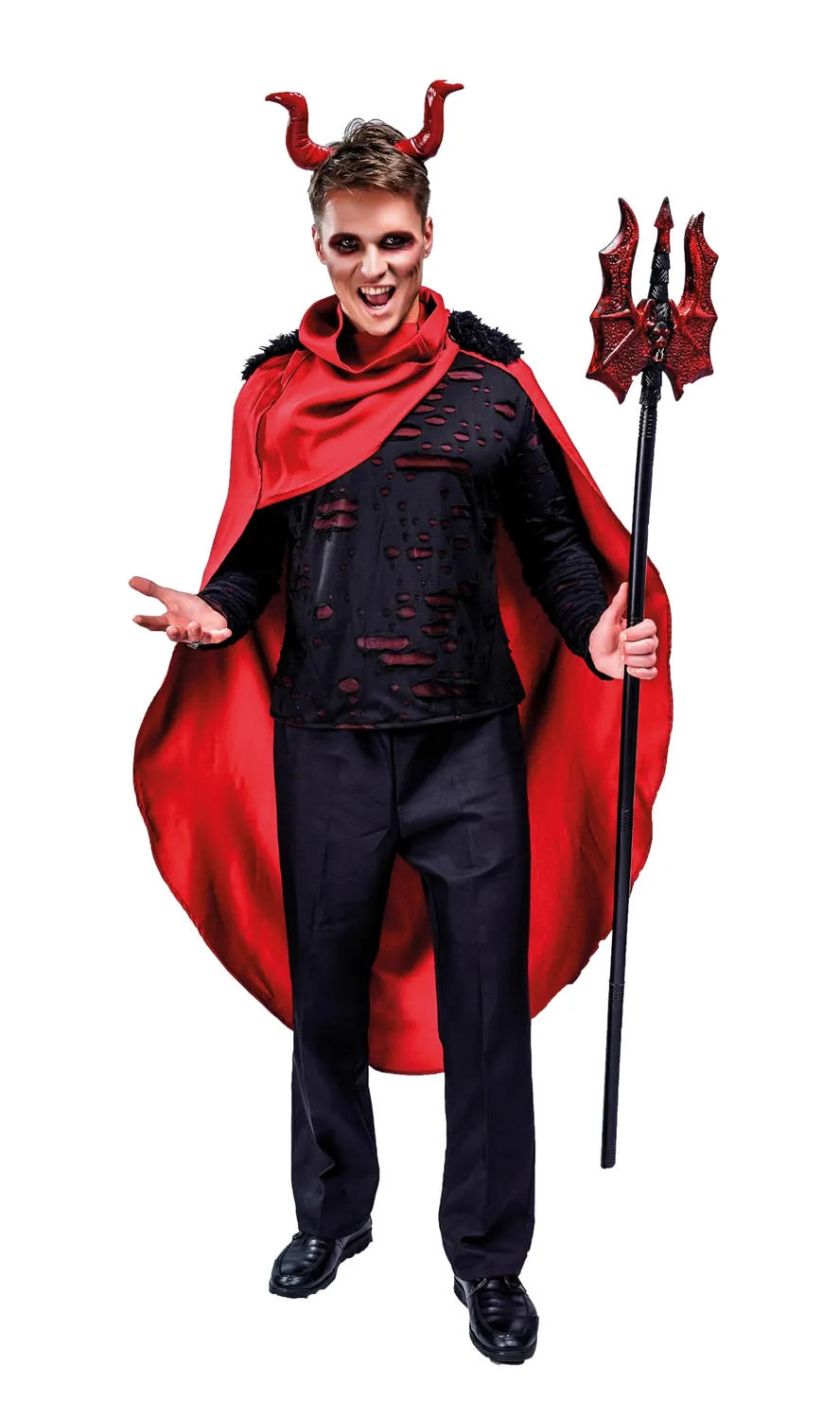P'tit Clown costume diavolo adulto S-M mantello rosso