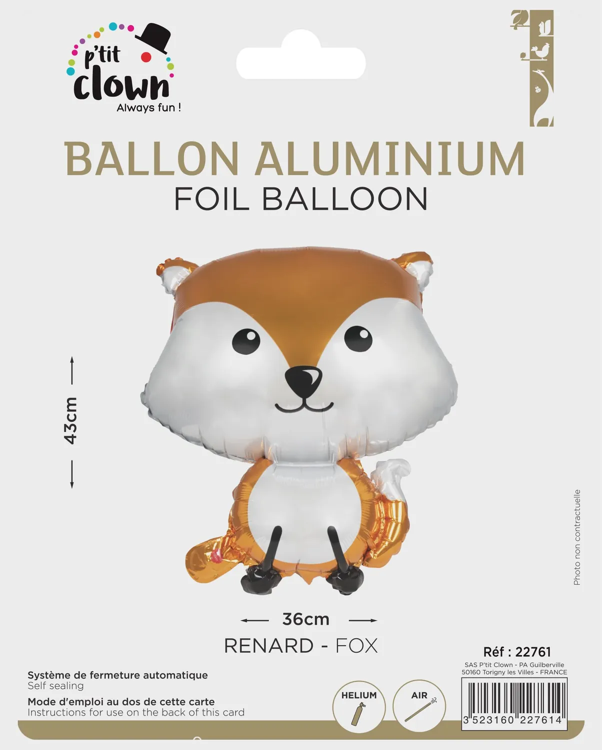 P'tit Clown palloncino alluminio volpe festa compleanno