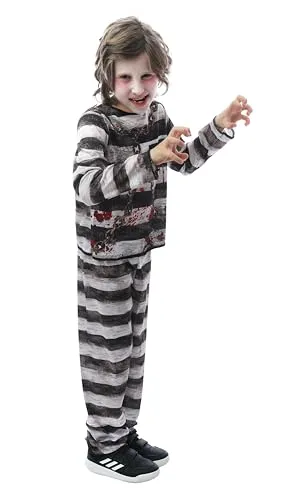 P'tit Clown costume prigioniero zombie 10-12 anni nero