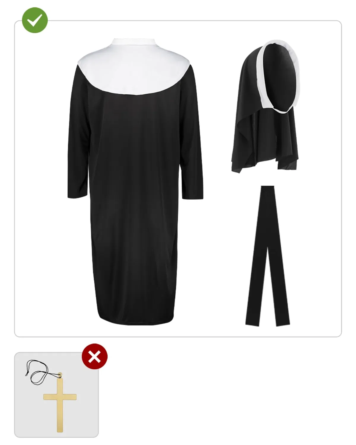 Funidelia Costume Suora Nero Adulto Carnevale Religiosa