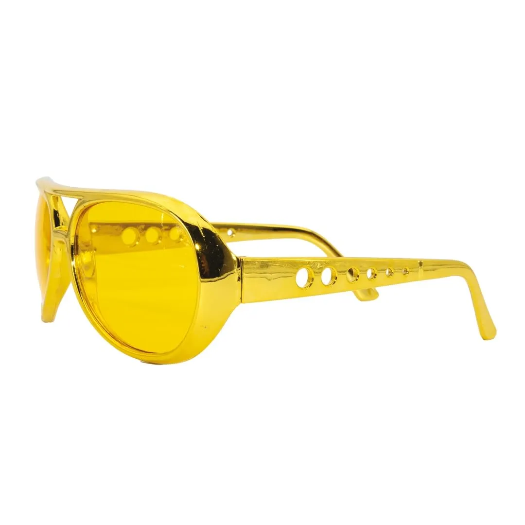 P'tit Clown occhiali Elvis rock oro adulto in plastica