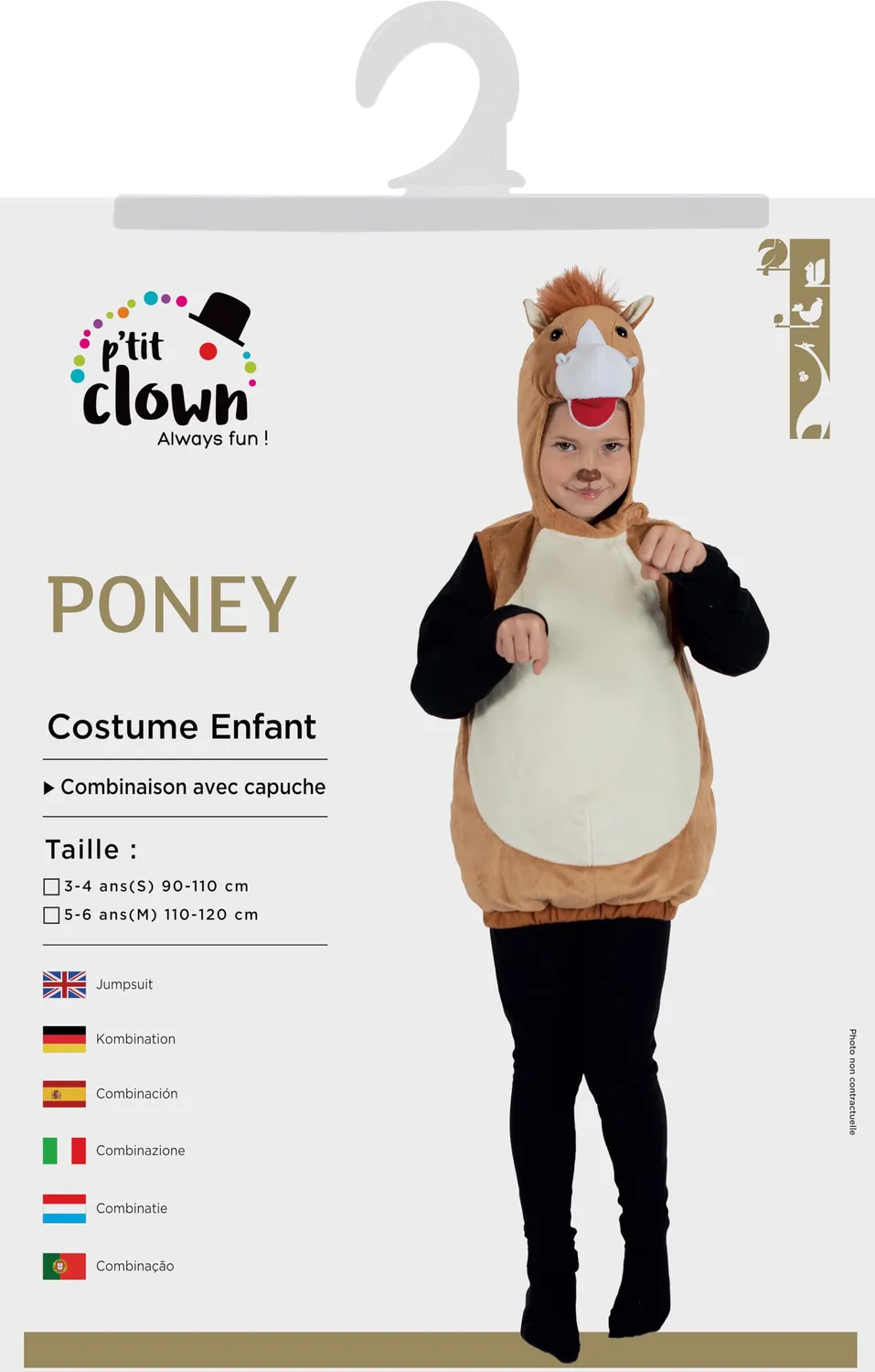 P'tit Clown Poney costume bambino 5-6 anni tuta morbida