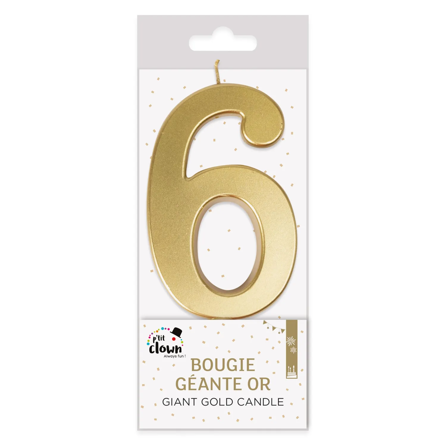 P'tit Clown 23956 candela numero 6 oro gigante