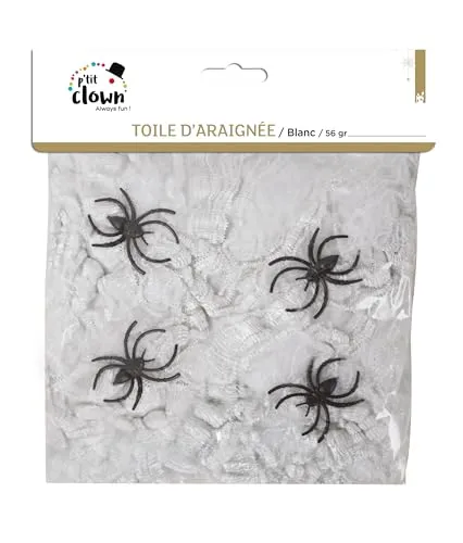 P'tit Clown ragnatela bianca 56 g con ragni decorazione