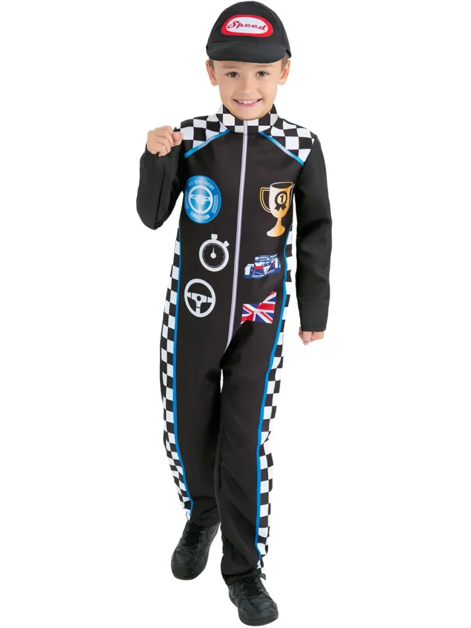 Smiffys Pilota Auto Costume Bambino 7-9 Anni Tuta + Cappello