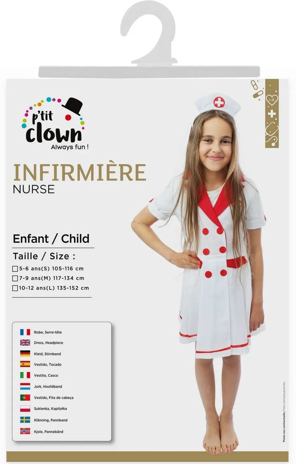 P'tit Clown Infermiera Costume Bambina 10-12 Anni