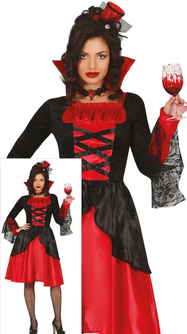 Fiestas Guirca Vampiro Sanguinario Costume Donna S Rosso