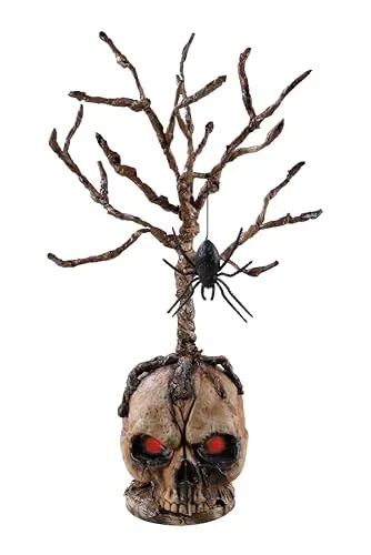 P'tit Clown teschio luminoso Halloween 55 cm con ragno