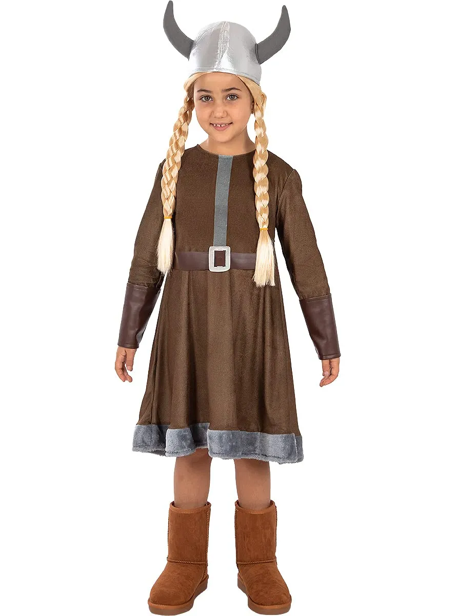 Funidelia Costume da Vichinga Bambina 3-4 Anni Marrone