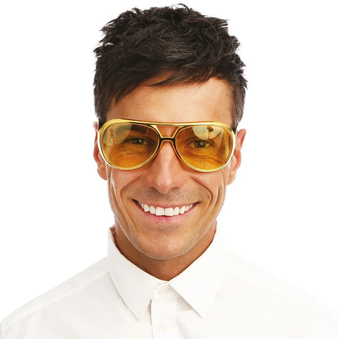 P'tit Clown occhiali Elvis rock oro adulto in plastica