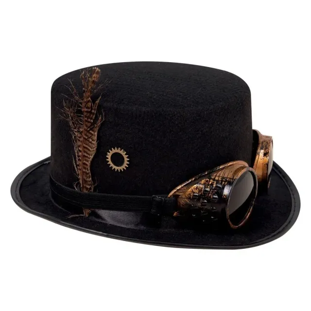 P'tit Clown 95840 cappello steampunk nero adulto con occhiali