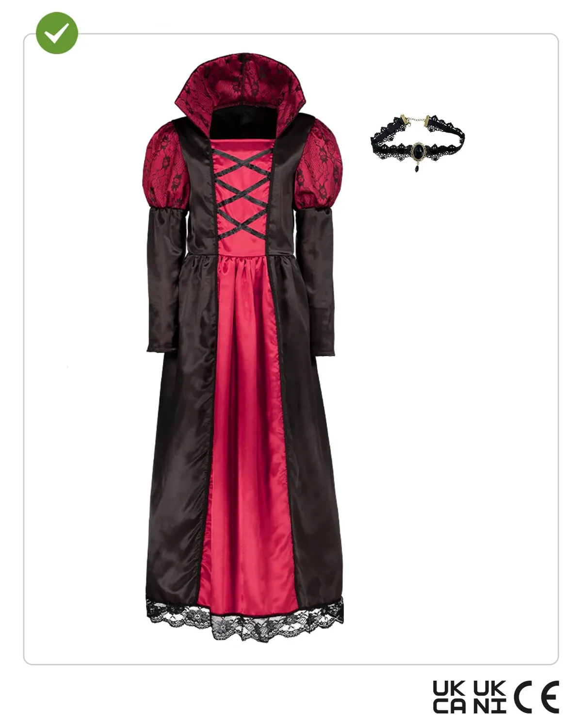 Funidelia Vampira costume bambina 10-12 anni con colletto