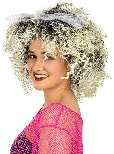Funidelia Anni 80 parrucca donna bionda con laccio