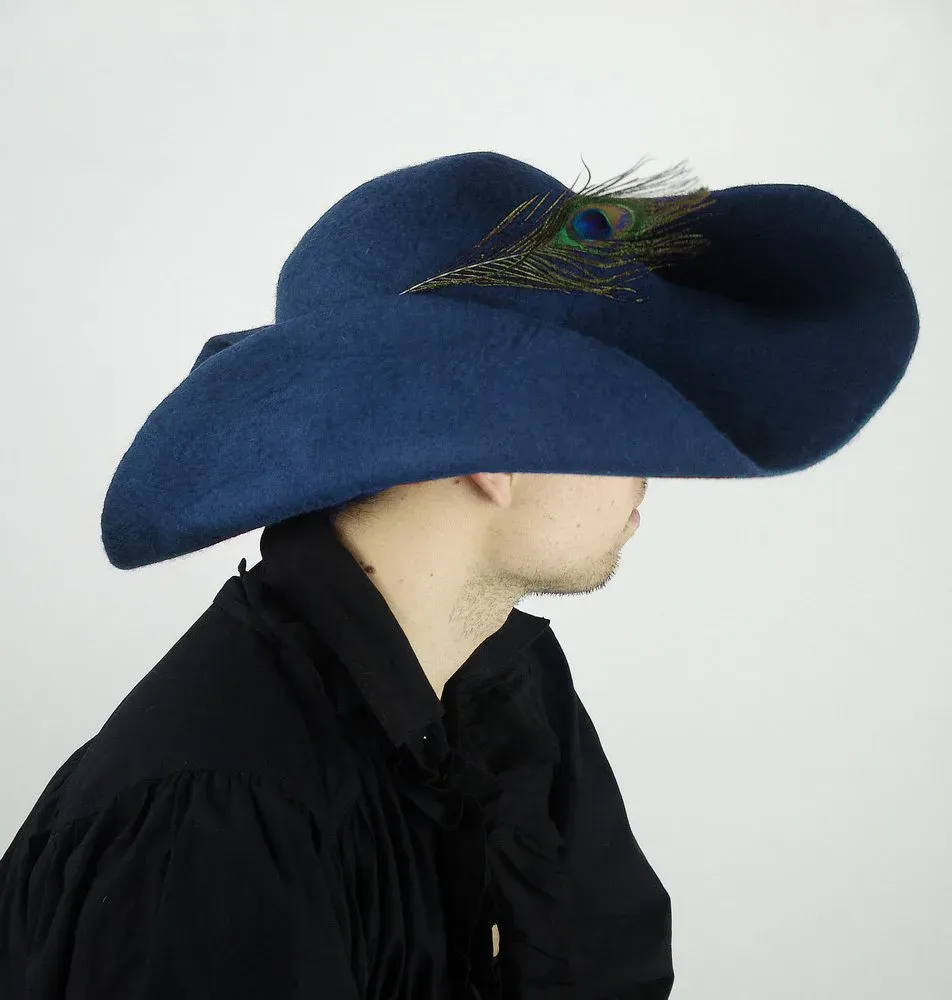 La Bottega di Merlino Cappello feltro lana con piuma