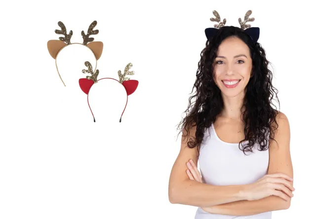 P'tit Clown cerchietto renna glitter oro adulto