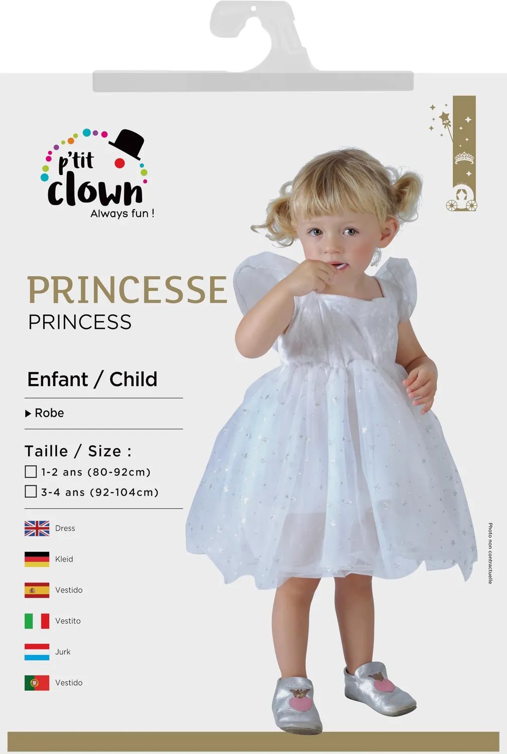 P'tit Clown Fairytale Abito Principessa Bambina Bianco Stella