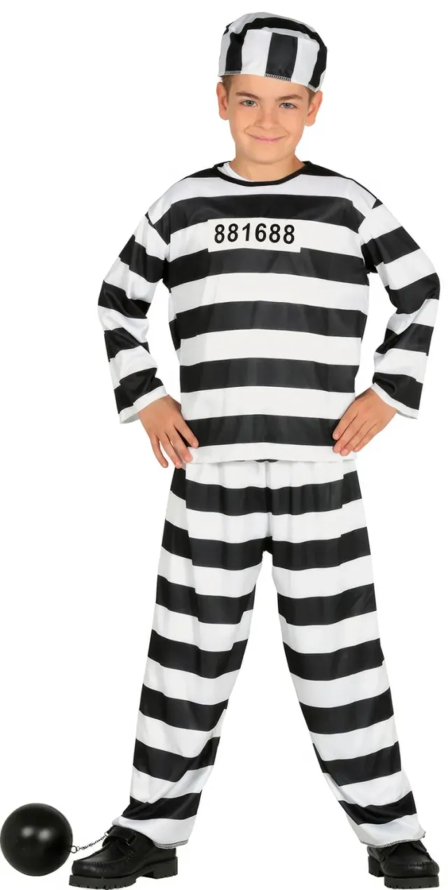 Guirca costume carcerato bambino righe 10-12 anni