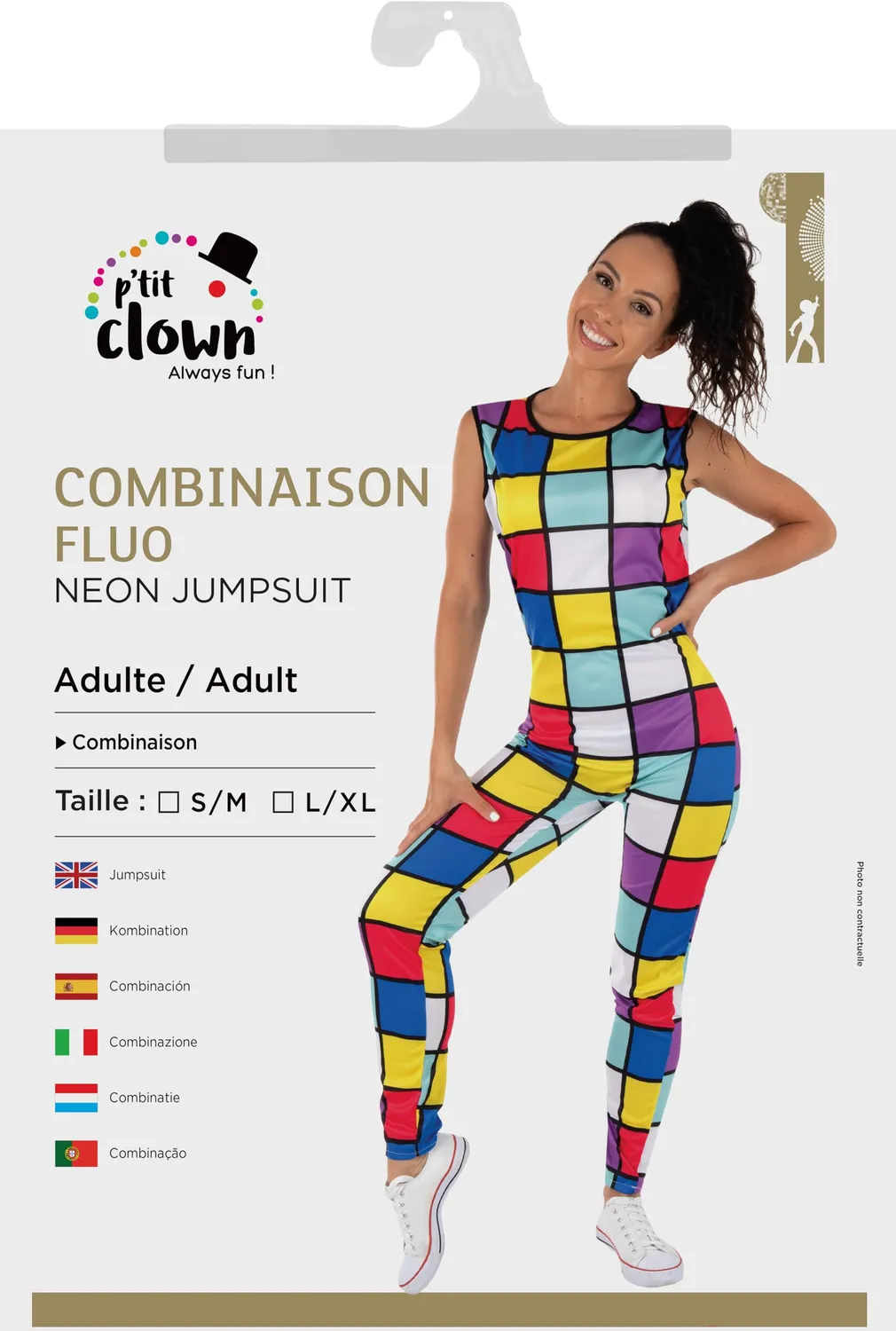 P'tit Clown Tuta Fluo Costume Adulto L-XL