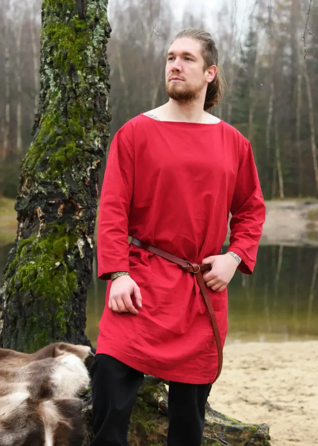 La Bottega di Merlino Romana tunica rossa cotone 100% costume