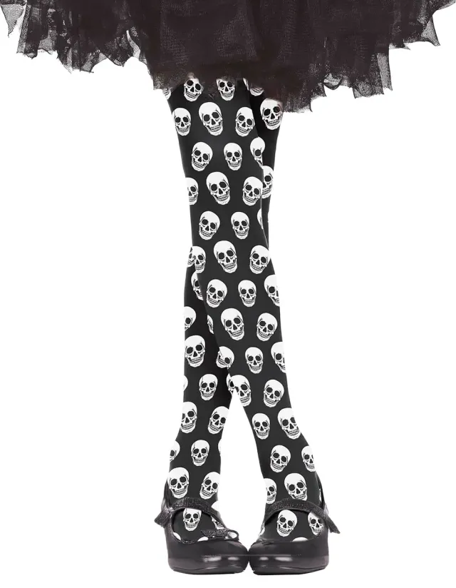 Fiestas Guirca collant bambina con teschi nero halloween