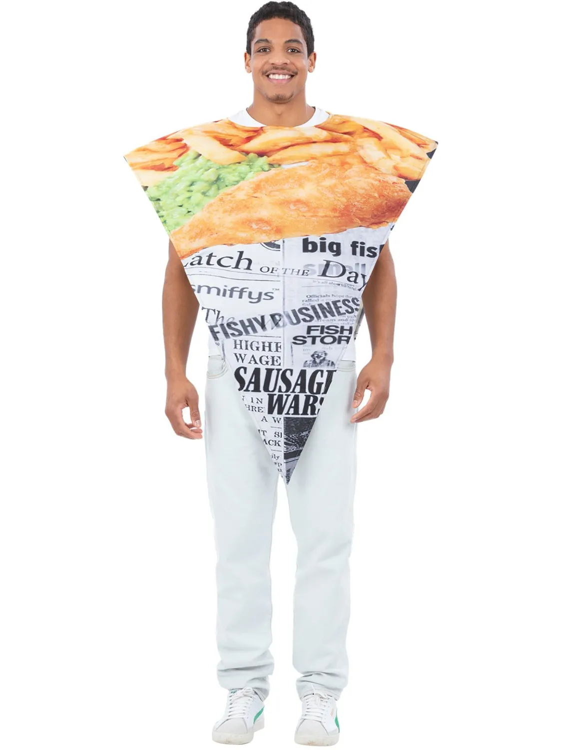 Smiffys Fish Chips costume adulto poncho taglia unica