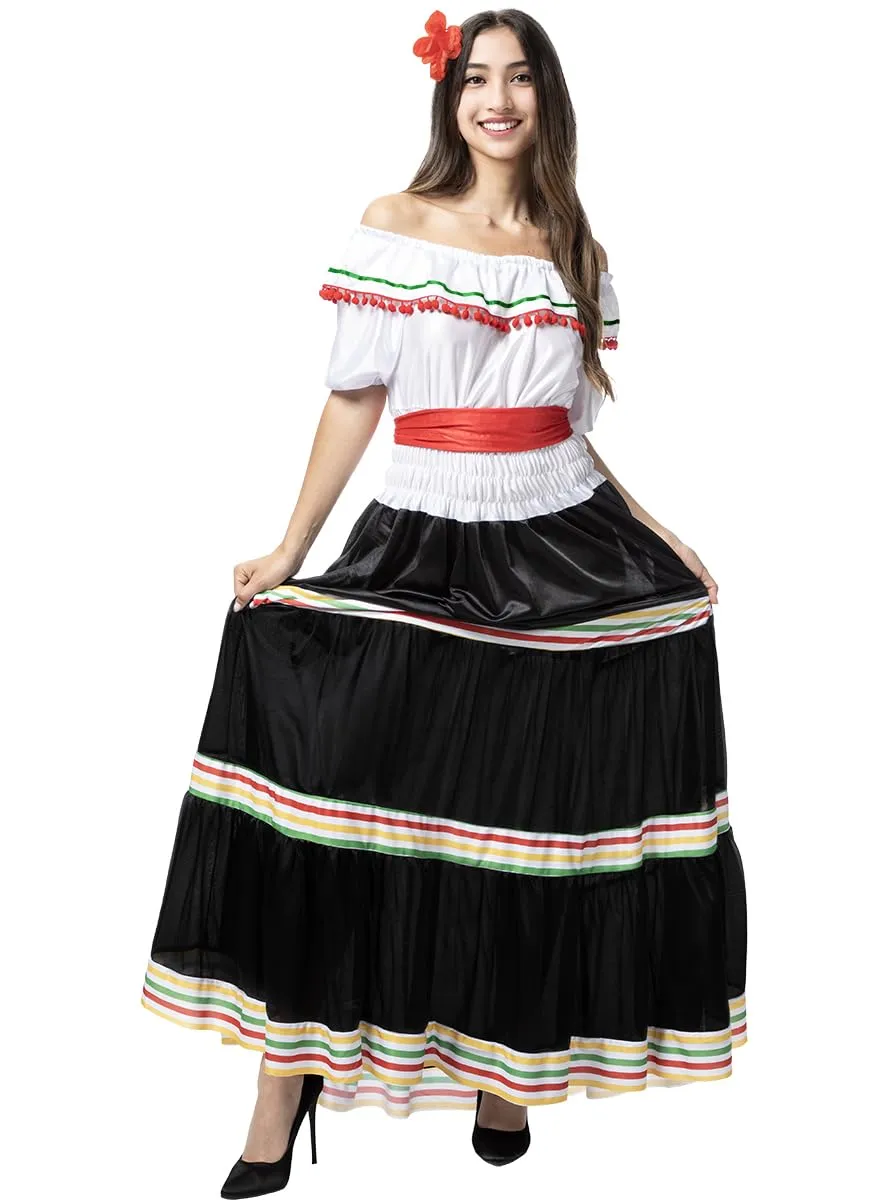 Funidelia Costume Messicana Donna S-M Nero Giorno Morti