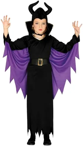 Guirca Costume Fata Diavolo Bambina Nero Viola 5-6 Anni
