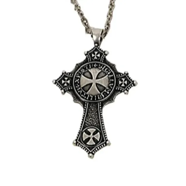 La Bottega di Merlino Ciondolo templare placcato argento 30 cm
