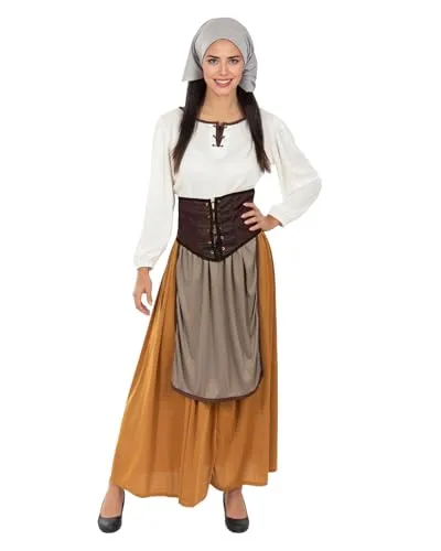 Funidelia Medievale costume donna S marrone locandiera