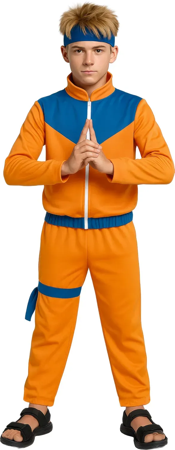Fiestas Guirca Ninja Arancione Blu Costume Bambino 14-16 Anni