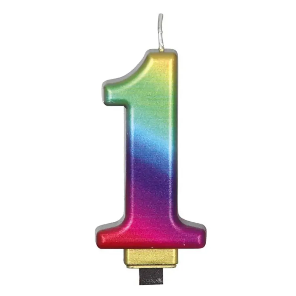 Fiestas Guirca Candela Numero 1 Torta 8 cm Multicolore
