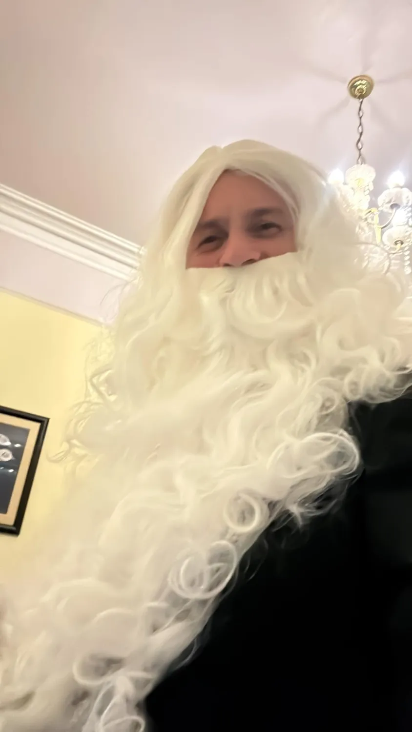 Funidelia Parrucca con Barba Babbo Natale Deluxe Uomo Bianca