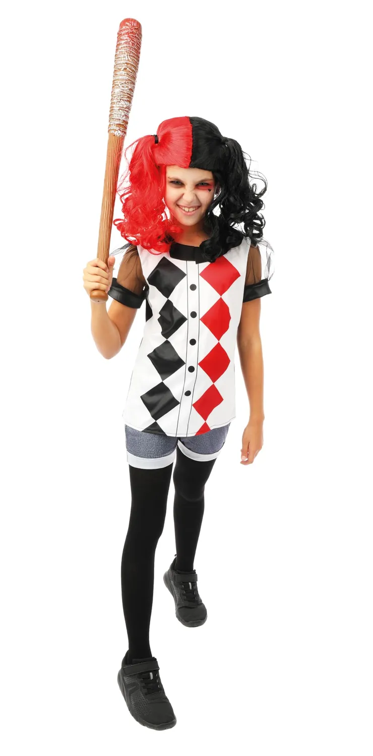 P'tit Clown Costume Clown Arlecchino Bambina 10-12 Anni Nero Rosso
