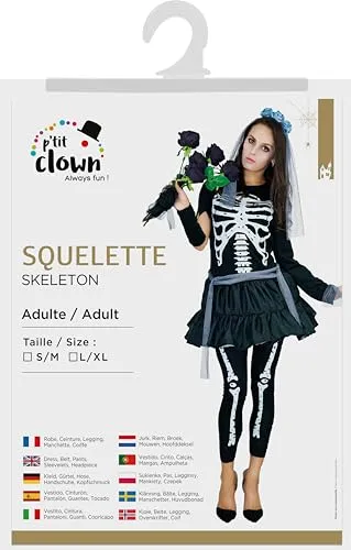 P'tit Clown Squelette costume donna scheletro S/M Halloween