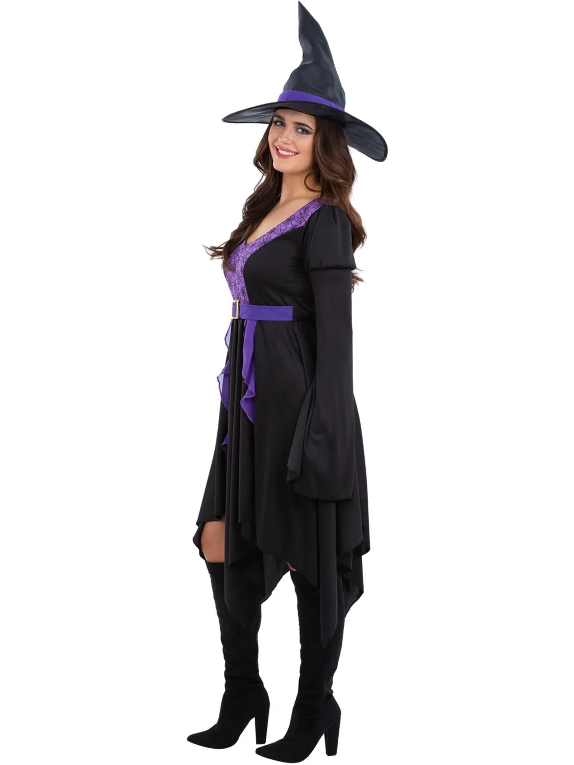 Smiffys Practical Spell costume strega S nero viola