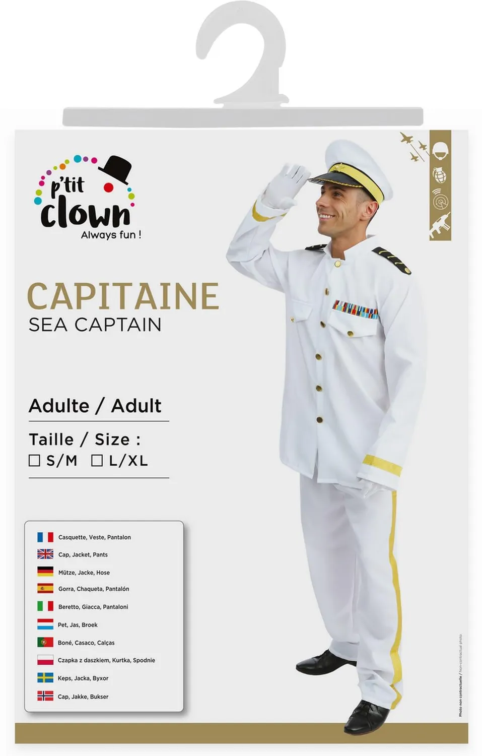 P'tit Clown 23395 costume militare marina L/XL adulto